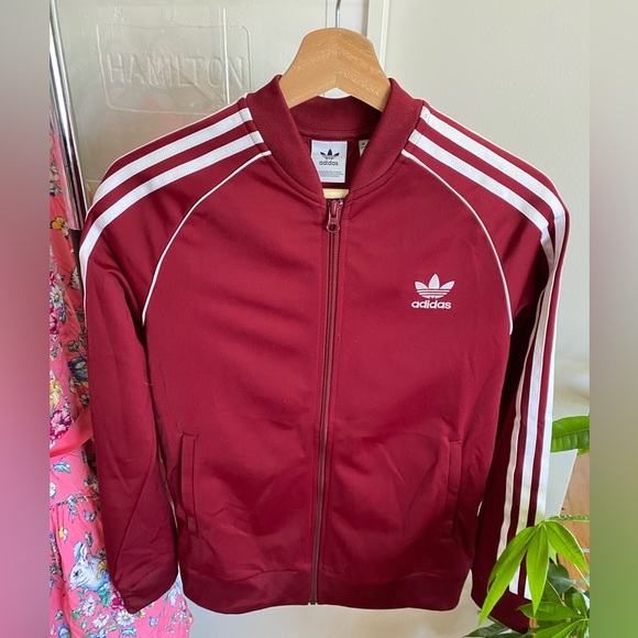 Adidas track jacket maroon youth large - Picture 3 of 6